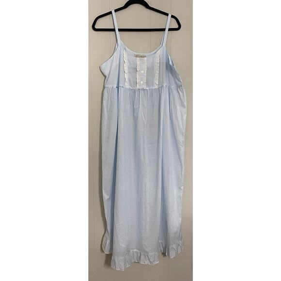 Laura Ashley Blue White Gingham Maxi Sundress Ruffles Ribbon Bow 100% Cotton Med - Picture 1 of 10